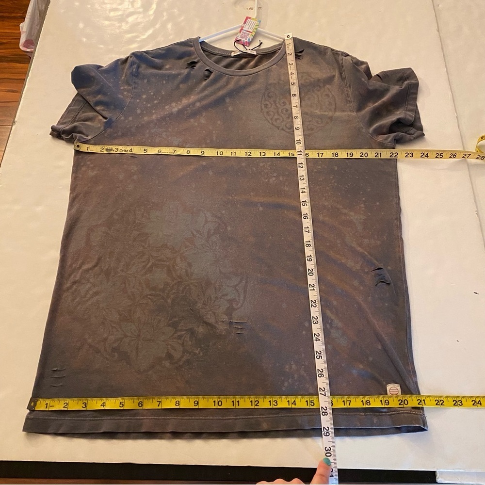Marine Layer Upcycled Tee Shirt Mens Size Medium Large Gray Acid Wash Stencil - Picture 10 of 12